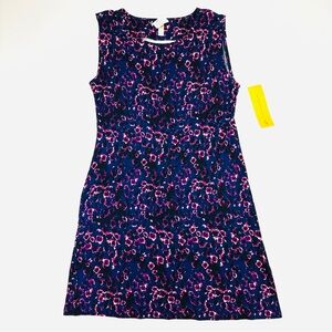 Lole NEW sleeveless shift dress Large indigo floral jersey Travel Packable Jana